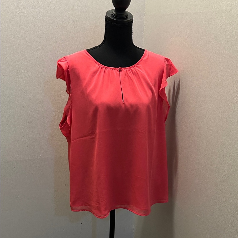 J. Crew Coral Ruffle Sleeve Blouse